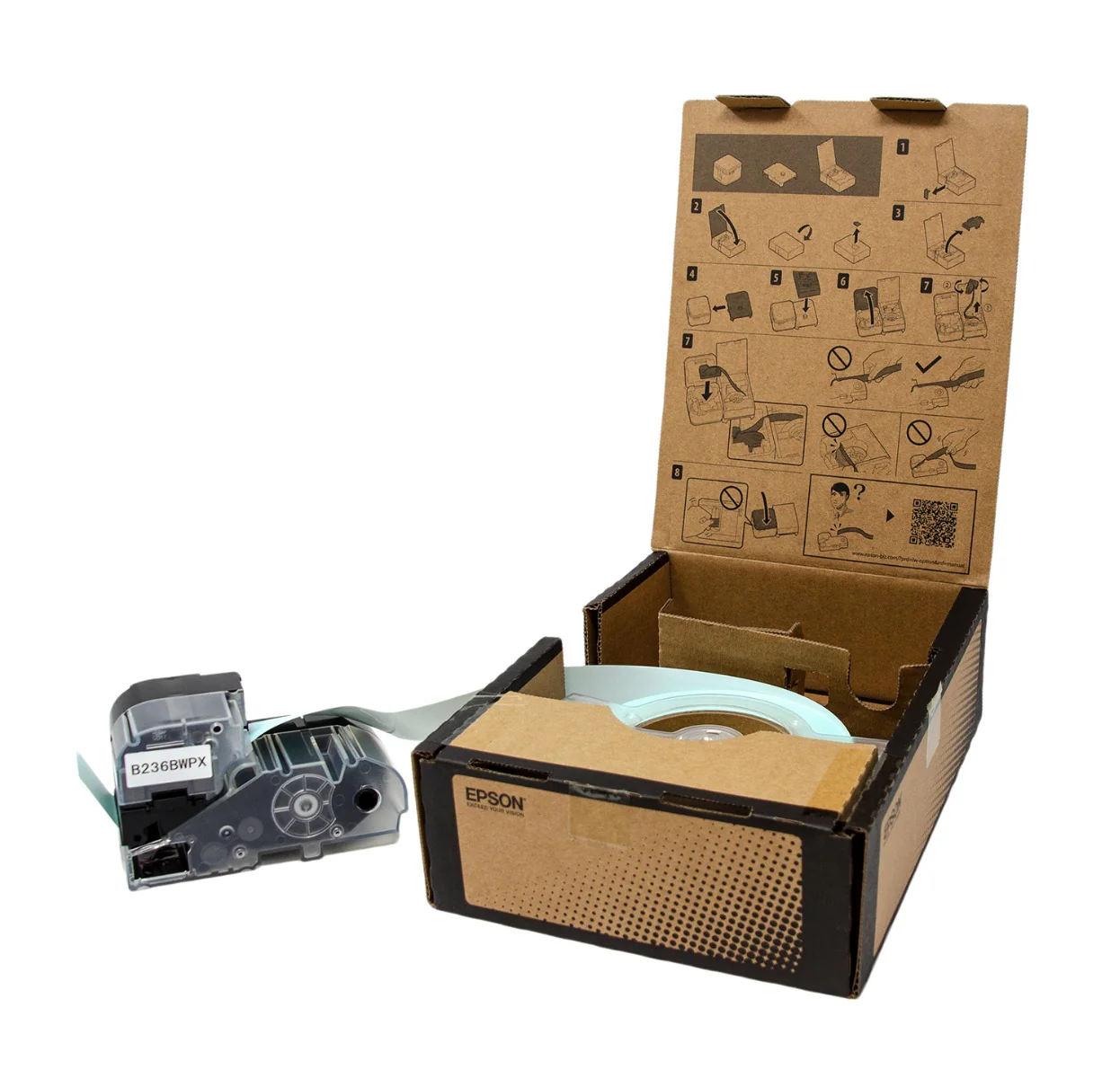 Epson LW-Z Series Bulk Roll - Standard Continuous 1.5" (36mm) x 147.6 ft Black on White Tape - B236BWPX - Image 2