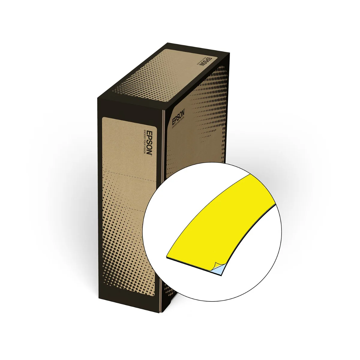 Epson LW-Z Series Bulk Roll - Vinyl Continuous 1/2" (12mm) x 147.6 ft Black on Yellow Tape - B212VTBYPX