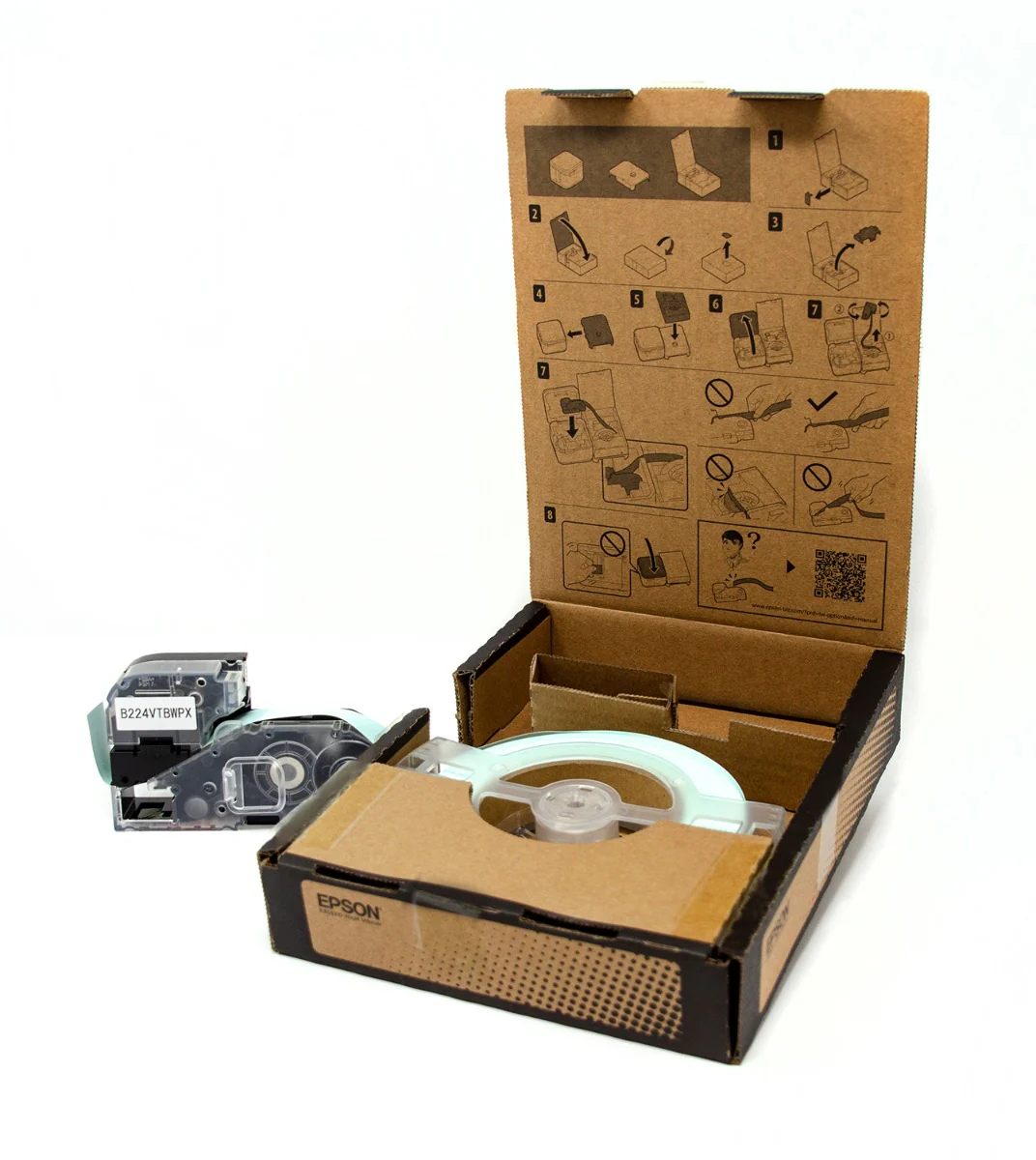 Epson LW-Z Series Bulk Roll - Vinyl Continuous 1" (24mm) x 147.6 ft Black on White Tape - B224VTBWPX - Image 2