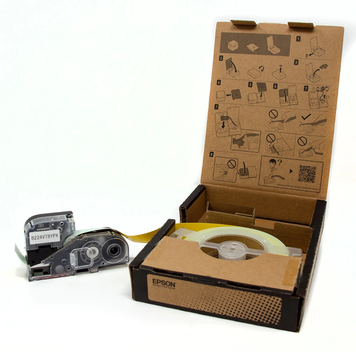 Epson LW-Z Series Bulk Roll - Vinyl Continuous 1" (24mm) x 147.6 ft Black on Yellow Tape - B224VTBYPX - Image 2