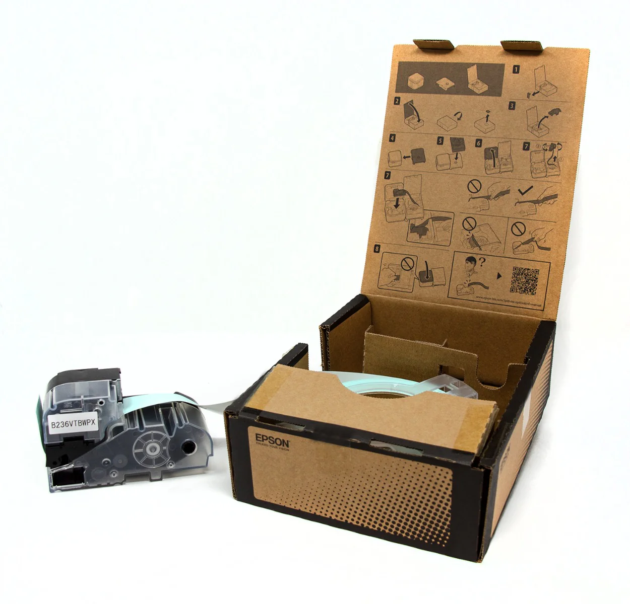 Epson LW-Z Series Bulk Roll - Vinyl Continuous 1.5" (36mm) x 147.6 ft Black on White Tape - B236VTBWPX - Image 2